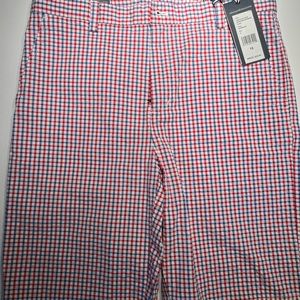 Vineyard Vine Breaker Short Sz 18 Red/Blue Seersucker.